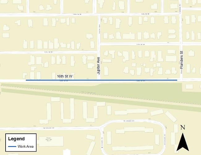 W. 16th Street Water Improvement Project Map